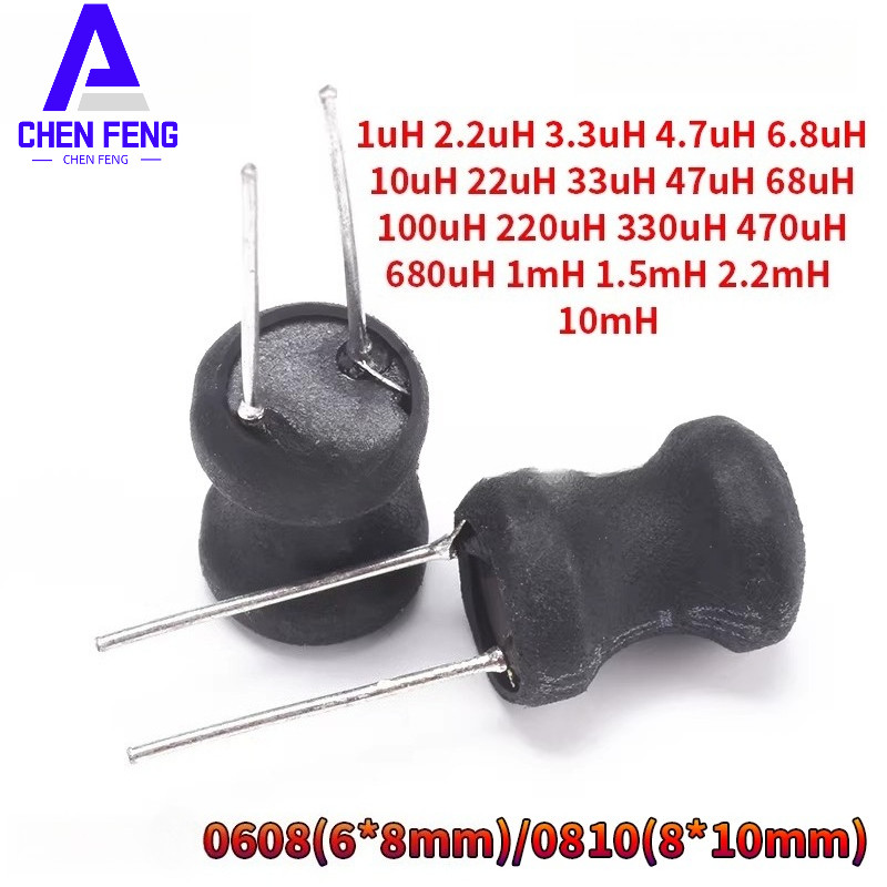 0608 0810 Drum Core Inductor 6x8 มม.8x10 มม. 1μH-10mH Through-Hole Power Inductor