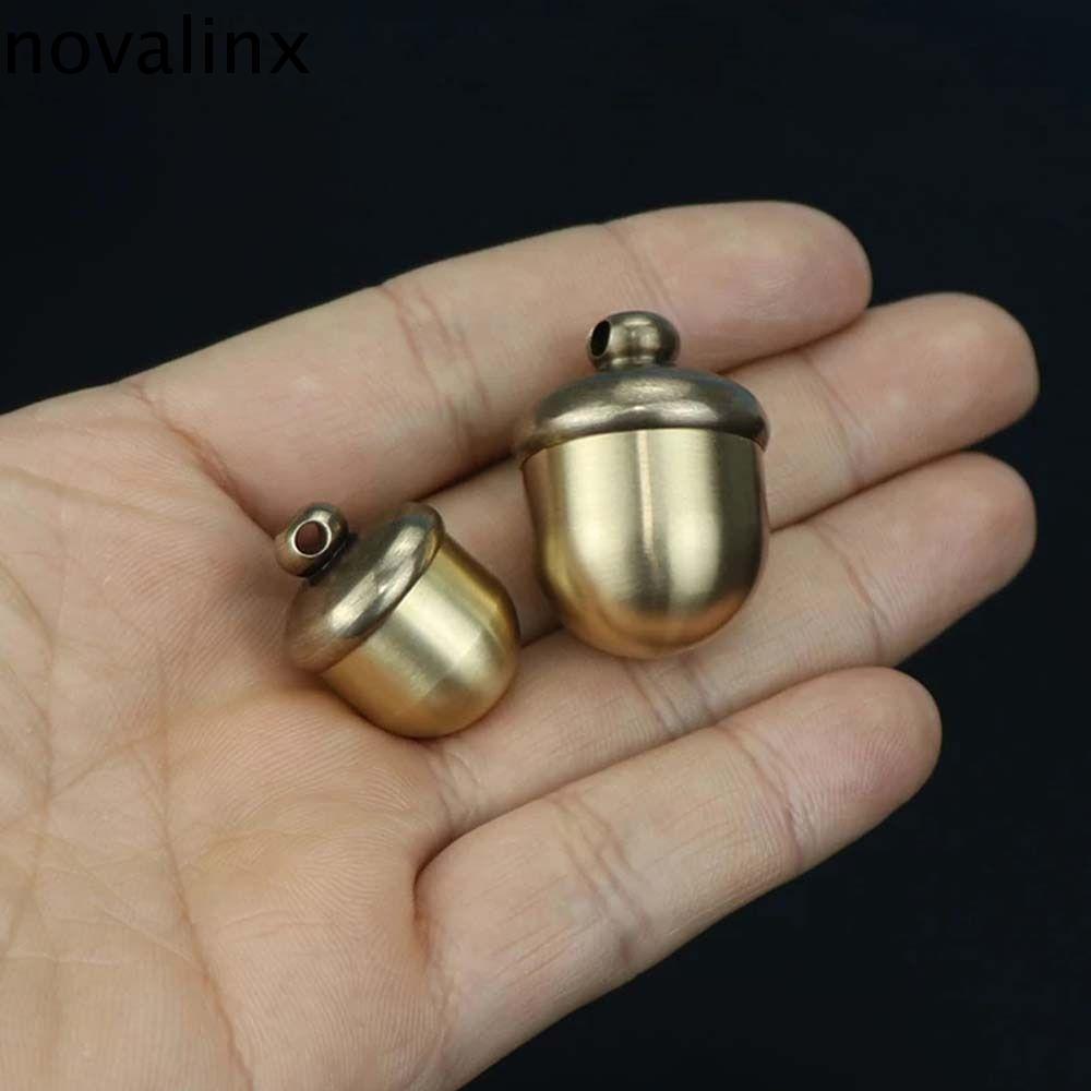 NOVALINX Travel Pill Case ยาแท็บเล็ตคอนเทนเนอร์ปิดผนึกหลอดกันน้ํารูปร่างกลางแจ้งทองเหลือง Acorn ขวดยาแคปซูล Organizer