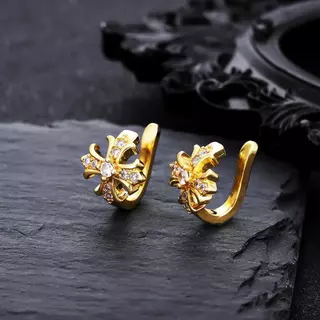 ต่างหูคลิปบน Zircon Cross & Iris สำหรับทั้งผู้ชายและผู้หญิง ไม่ต้องเจาะหู สไตล์หรูหราตามเทรนด์