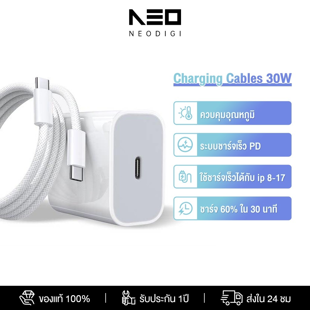 NEODIGI 45W PD สายชาร์จ+หัวชาร์จ Fast Charger จากสายType-C to L สำหรับ i11 12 13 14 Pro Max