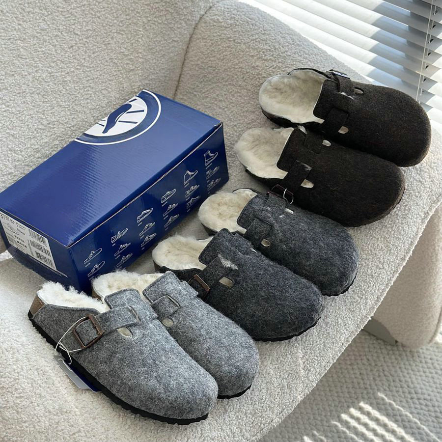 EUGY Bir***ock Minimalist style closed-toe soft-soled slippers, new autumn and winter single shoes, 