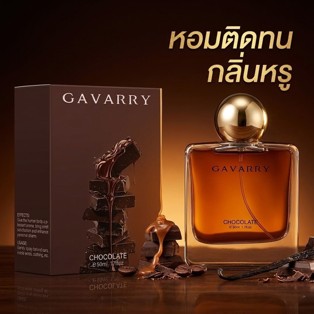 GAVARRY CHOCOLATE 50ml น้ำหอมกลิ่นช็อกโกแลต หอมหวานน่ากิน ติดทนนาน ของแท้ 100% กลิ่นหอมแพงดูพรีเมียม