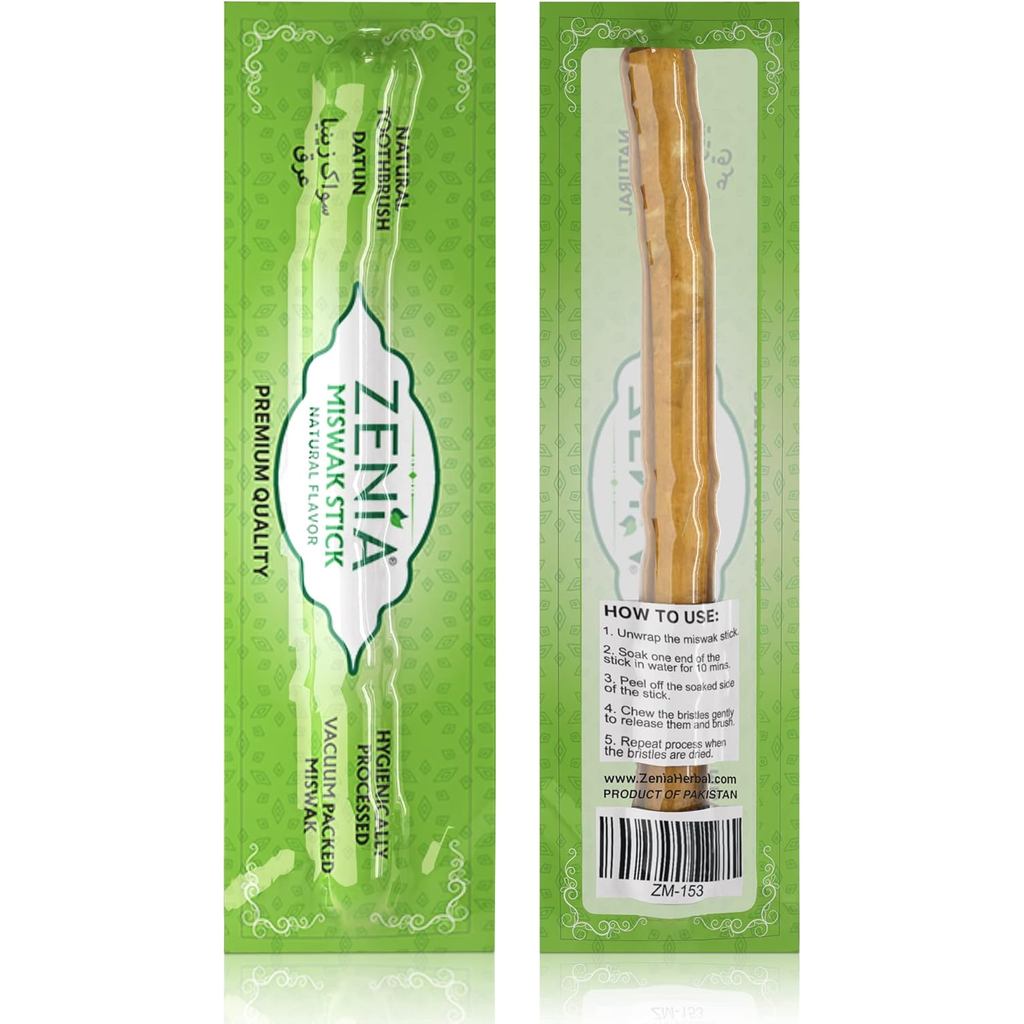 Zenia Sewak Natural Miswak แปรงสีฟัน - สูญญากาศปิดผนึกรสธรรมชาติแบบดั้งเดิม Peelu แปรงสีฟัน Stick - 