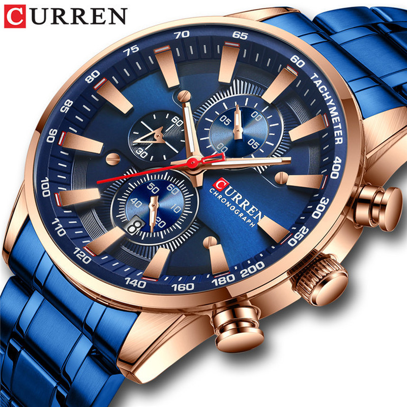 CURREN/Karien 8351 Steel Band Watch Simple Calendar Large Dial Business Watch Waterproof Boys Fashio