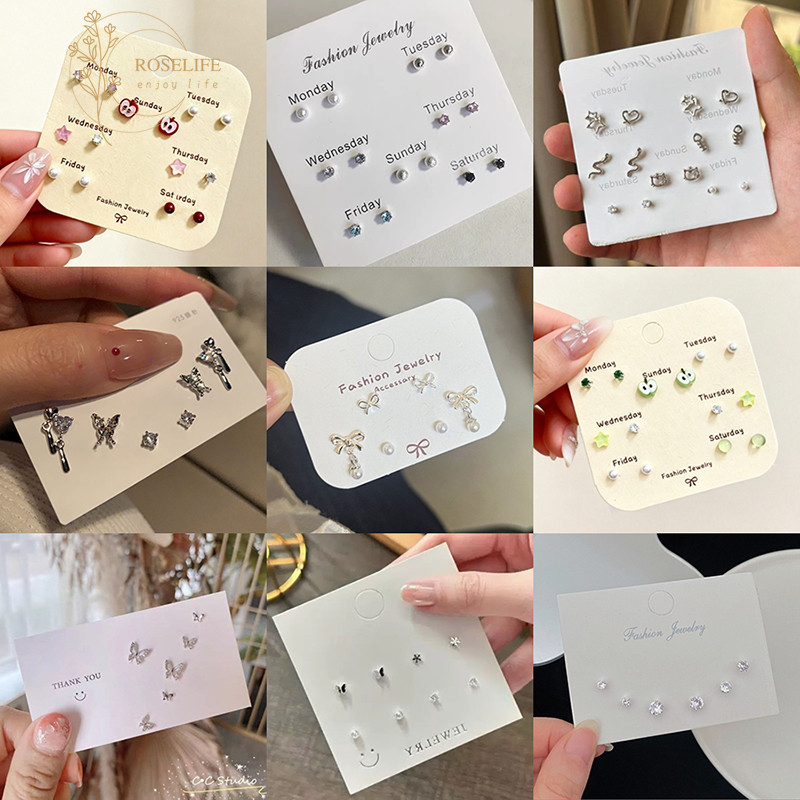 ต่างหู S925 สแตนเลส ลายดอกไม้และแมลงวัน สำหรับผู้หญิง พร้อมของแถม!