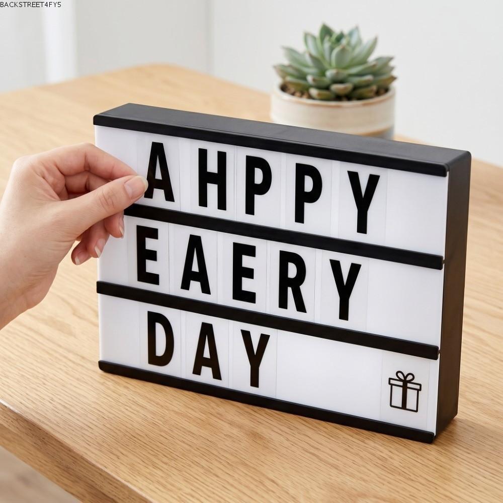 BACKSTAGEEET4FC3 ไฟ LED, PP A4 Letter Box, Bright Reusable Black LED DIY Decor Store