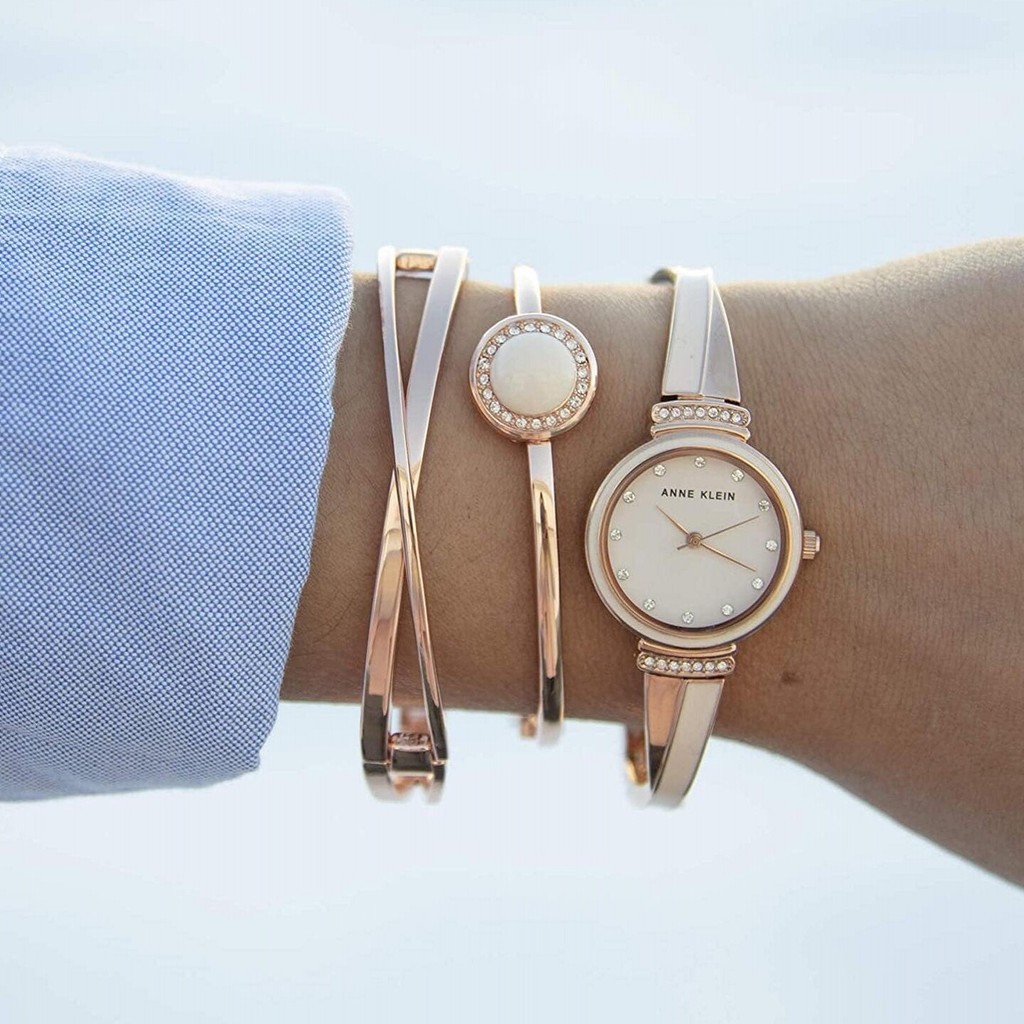นาฬิกาAnne Klein แบบโรสโกลด์ กะพริบเหมือนเพชร รหัส3292LPST