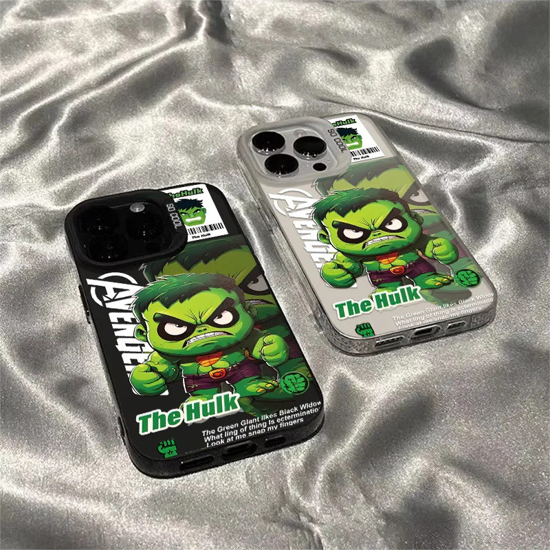 โปร่งใสโปร่งใสเคสโทรศัพท์ Frosted ป้องกัน Q รุ่น Hulk ตัวการ์ตูน iPhone 17 16 15 14 13 12 11 PRO MAX
