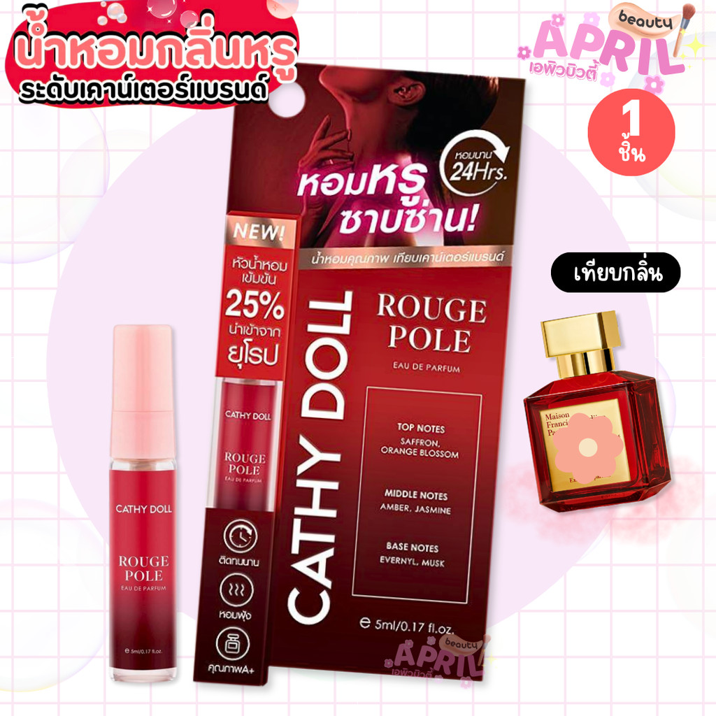 เทียบกลิ่น ติดทน น้ำหอม เคที่ดอลล์  โอเดอพาร์ฟูม Cathy Doll Eau De Parfum 5 ml. ( รูจโพล )