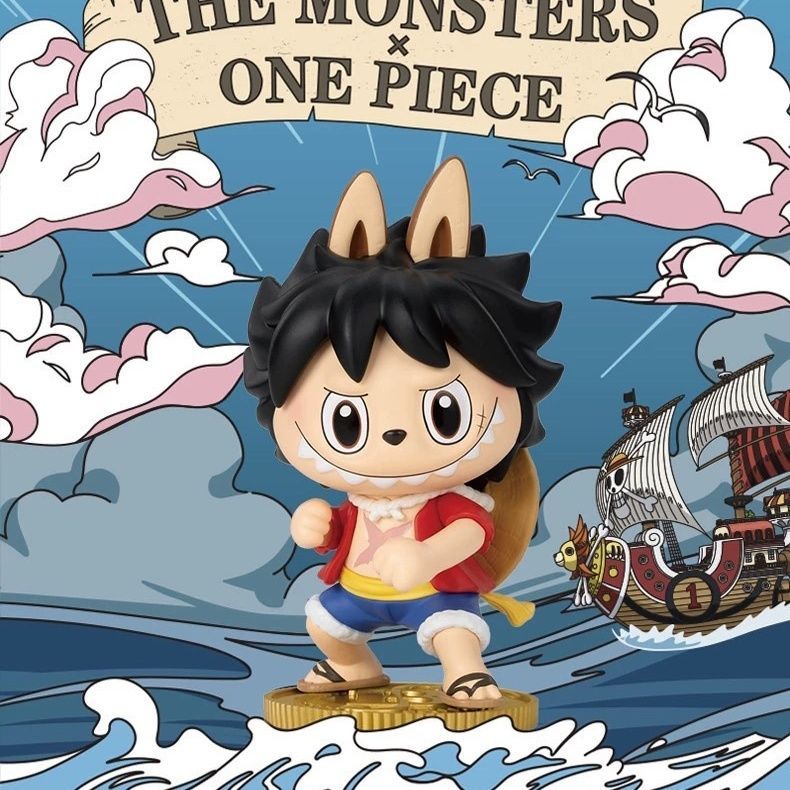 สินค้าใหม่พร้อมสต็อกของแท้ POPMART One Piece Labubu Joint Luffy Mystery Box รูปของเล่นอินเทรนด์ของขว