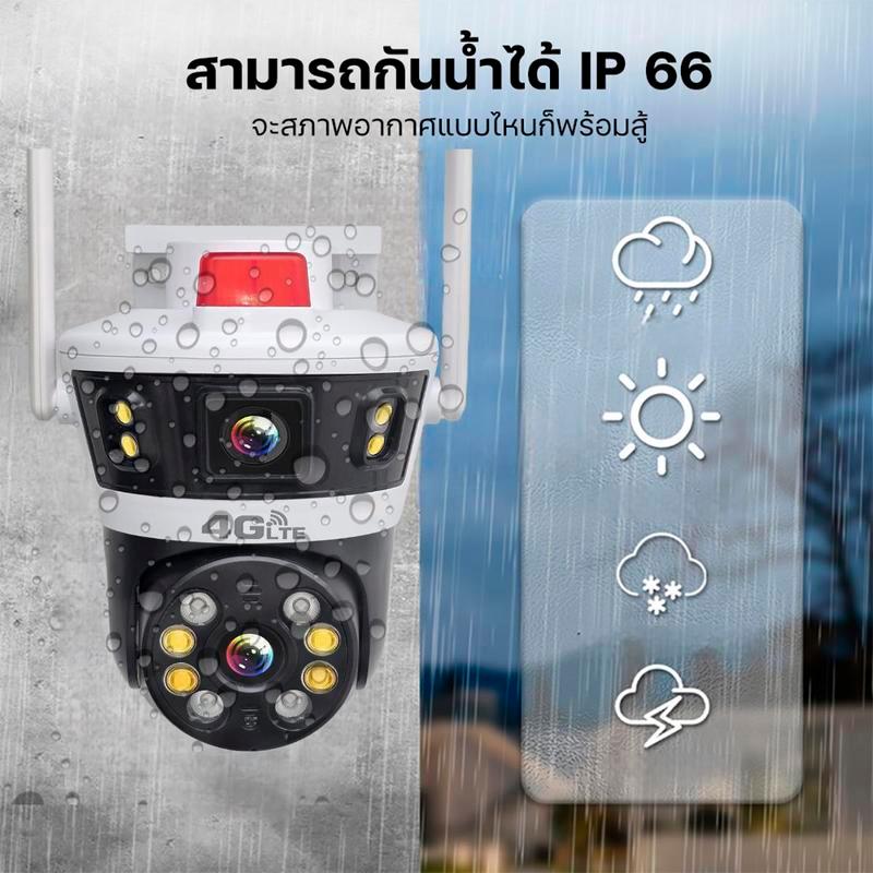 Home-Mall กล้องวงจรปิด 4K 2 เลนส์ รองรับ 4G ซิม 2 มุมมอง รองรับ AIS TRUE DTAC กล้องกันน้ำ ไม่ง้อ Wi-