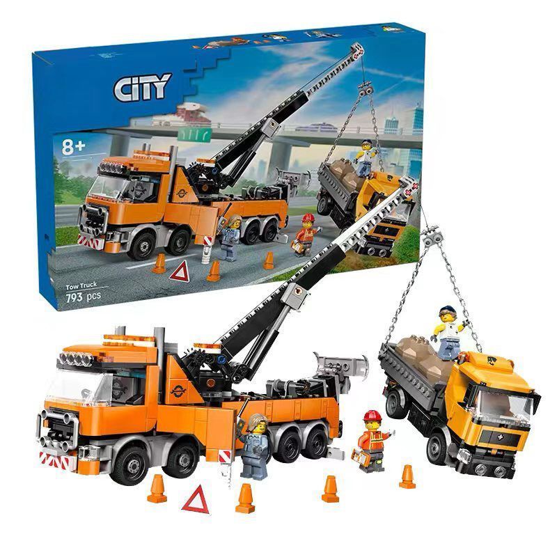 เข้ากันได้กับเลโก้ซิตี้ซีรีส์ 60467 หนักทาวเวอร์แขวนรถพ่วงกู้ภัยเด็กประกอบอาคารบล็อกของเล่นของขวัญ