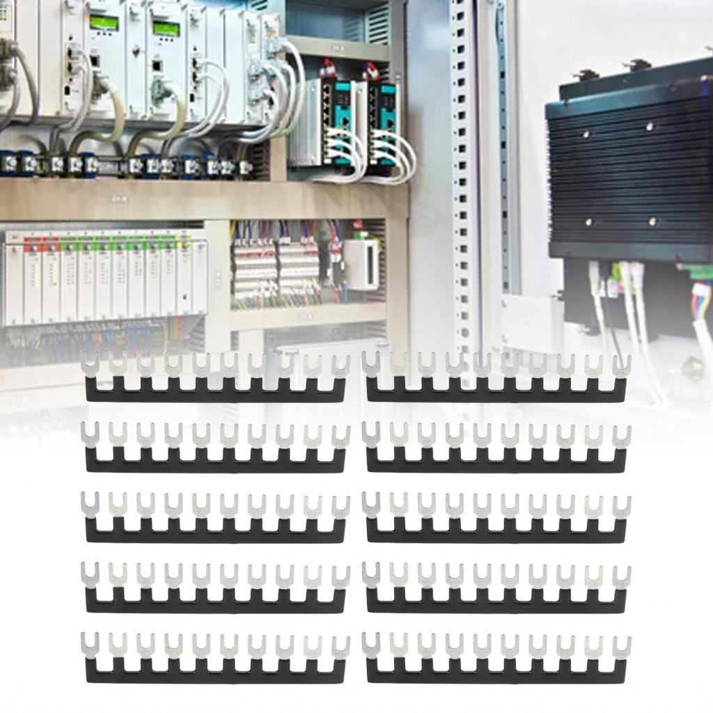 Windyons 10 ชิ้น 25A Jumper Block Terminal Strips ฉนวน TB Barrier Strip ส้อมประเภท Stripe Ground Cir