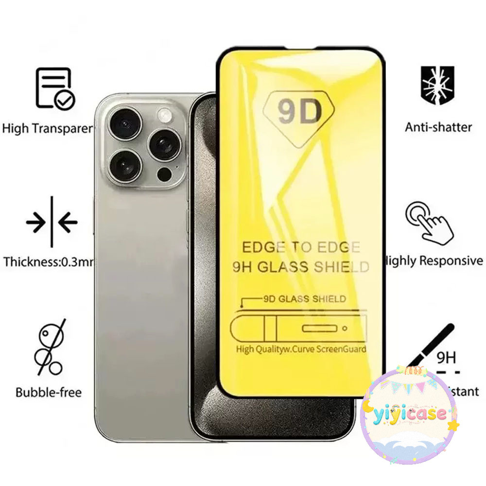 🔥ฟิล์มกระจก เต็มจอ 💎9D💎 for iPhone 16 11 12 13 14 15 Pro Max 12Mini XS XR 6 7 8Plus SE Screen Protector กันน้ำกันน้ำมัน
