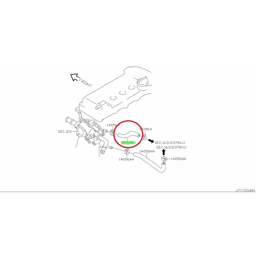ท่อยางข้างเครื่อง NISSAN SUNNY NEO N16 1.6 1.8 2000-2006 QG16 1.6 QG18 1.8