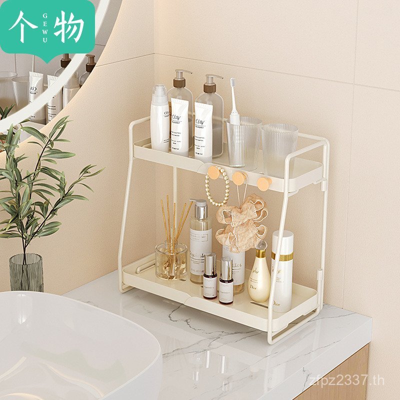 กล่องเก็บดูแลผิว Washstand Log Dressing ห้องน้ําเครื่องสําอางส่วนบุคคลสไตล์เคาน์เตอร์พับชั้นวางครีม 