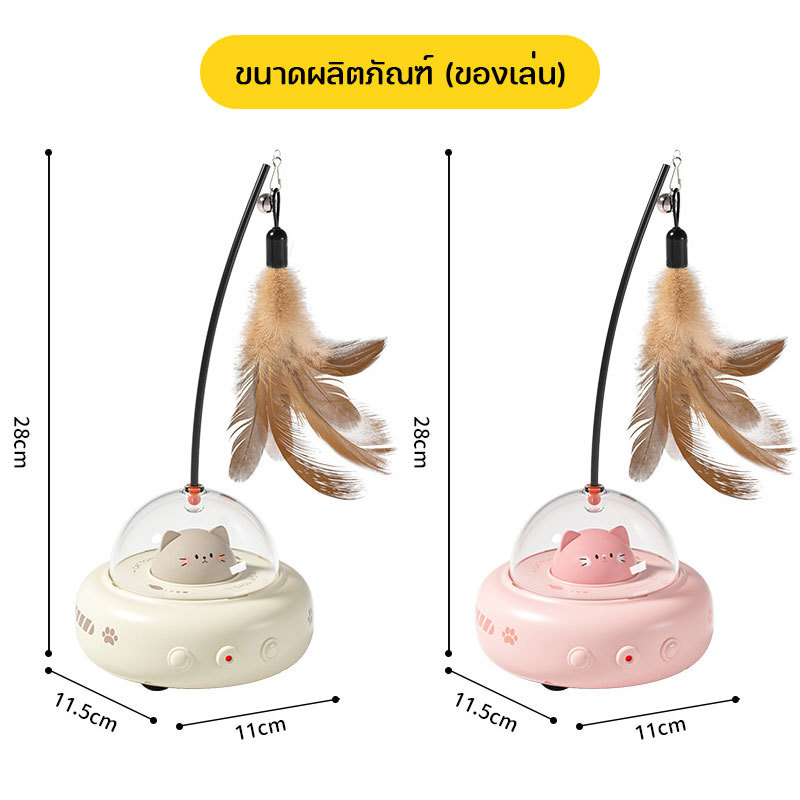 🔥ของเล่นแมว ของเล่นเลเซอร์แมว  การหลีกเลี่ยงอย่างชาญฉลาด ด้วยขนนก หมุนได้ 360 องศา🔥 - รูปที่ 7