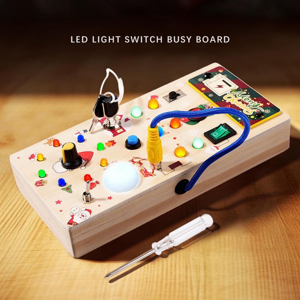 [szxflie3n] LED Busy Board Montessori Busy Board Fine Motor Skills Lights Switch Busy Board ของเล่นส