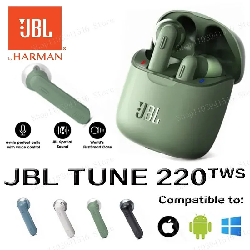 หูฟังบลูทูธไร้สาย JBL Tune220TWS เสียงสเตอริโอ มีไมโครโฟน