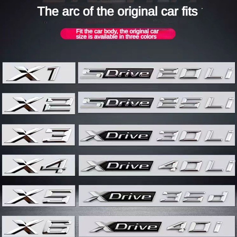 ใหม่ Chrome สีดํา Fender ตัวอักษร SDrive30Li XDrive28i XDrive30i XDrive20d สัญลักษณ์สําหรับ BMW X3 X