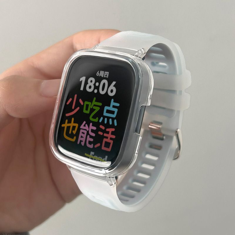 2 in 1 Jelly สีสายรัดซิลิโคน + เคสใสสําหรับ Huawei Fit 4 Pro สมาร์ทวอท์ชสําหรับ Huawei Watch Fit 3 สร้อยข้อมือสายรัดข้อมืออุปกรณ์เสริม