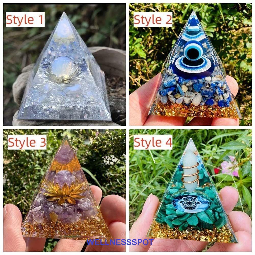 WELLNESSSPOT ตุ๊กตาพีระมิด, Energy Orgone คริสตัลหิน Evil Eye เครื่องประดับ, Art Carfts เรซิ่น Fortune Lucky Drop กาว Evil Eye Pyramid ตกแต่งข้างเตียง
