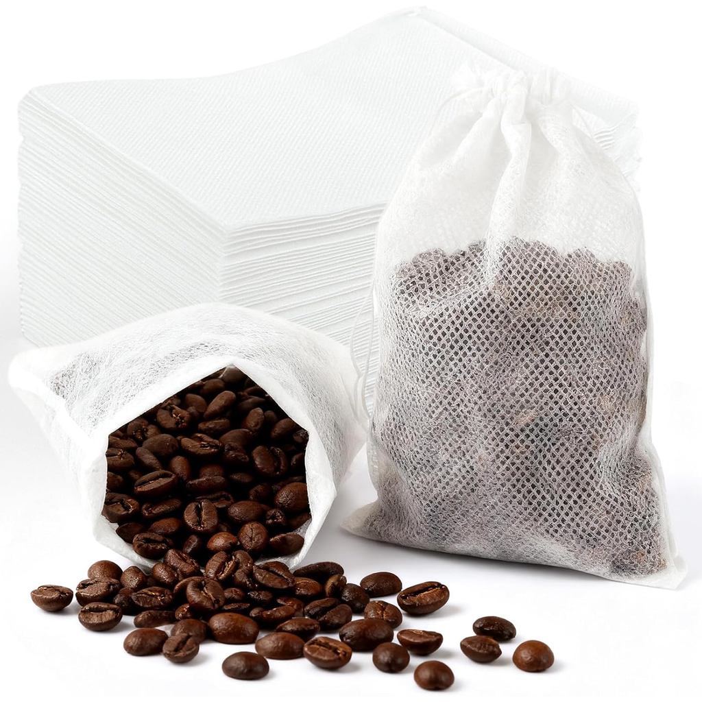 TamBee 200 ชิ้น 5.9 "x 7.87 "ทิ้ง Drawstring Tea infusers ถุงกรองชาสําหรับหลวมสมุนไพรเครื่องเทศถุงสํ