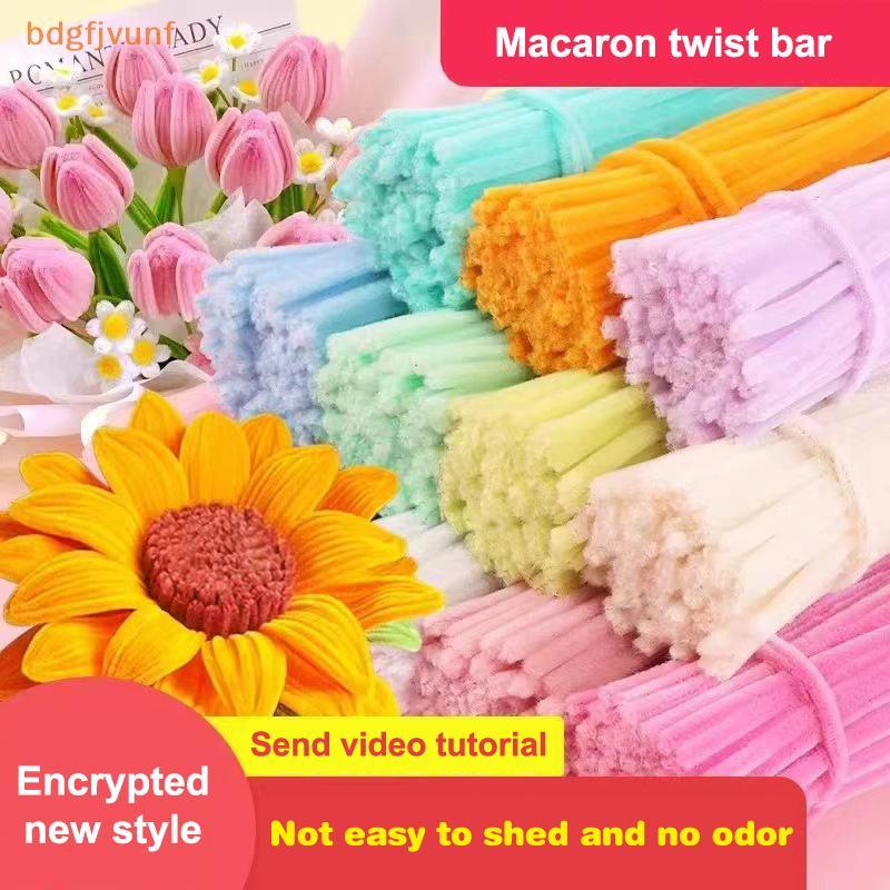 BDGF 100pcs Fuzzy ลวด Chenille Stems DIY แถบ Twist Bar Anvil Wire Craft ท่อหัตถกรรมวัสดุ Plush Tube 