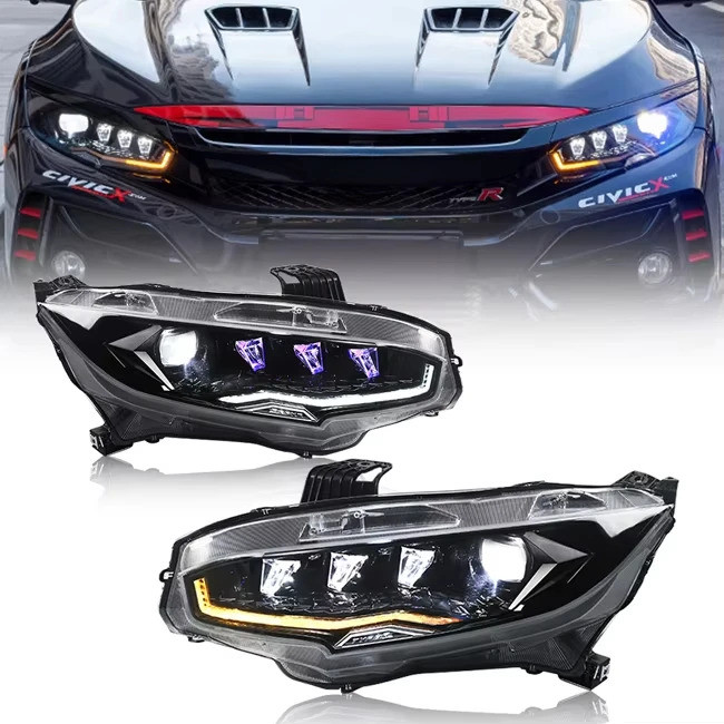 สต็อกพร้อมส่ง Led Drl ไฟหน้าไฟหน้าสําหรับ Honda Civic 10th Gen 2016 - 2025