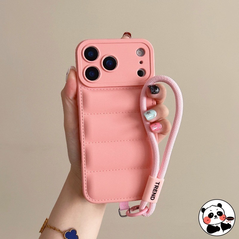 Down Jacketปลอกพร้อมเชือกเส้นเล็กสําหรับOPPO Reno 13 13F 12 12F 11 11F Pro F27 F25 Pro F23 5G 4Gน่ารักเรียบง่ายหรูหราสีลูกกวาดกันกระแทกกรณีโทรศัพท์อ่อน - รูปที่ 5