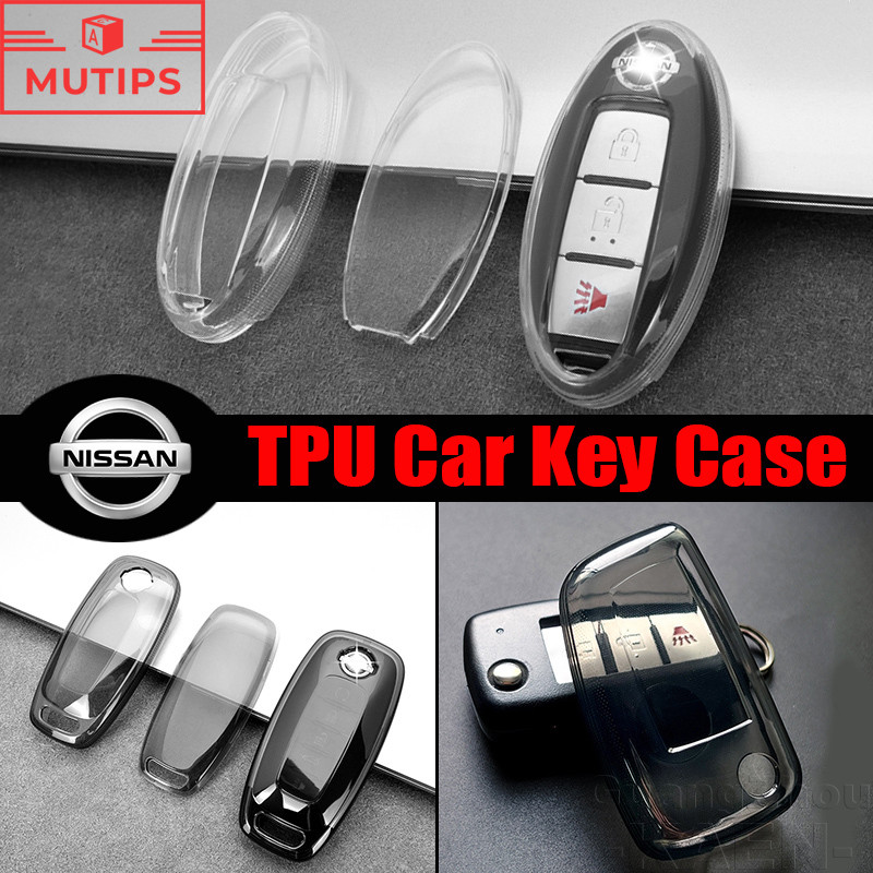Nissan Soft TPU Car Key Case พวงกุญแจ กุญแจ โปร่งใส เปลือกป้องกัน สำหรับ Juke March Kicks Almera Ser