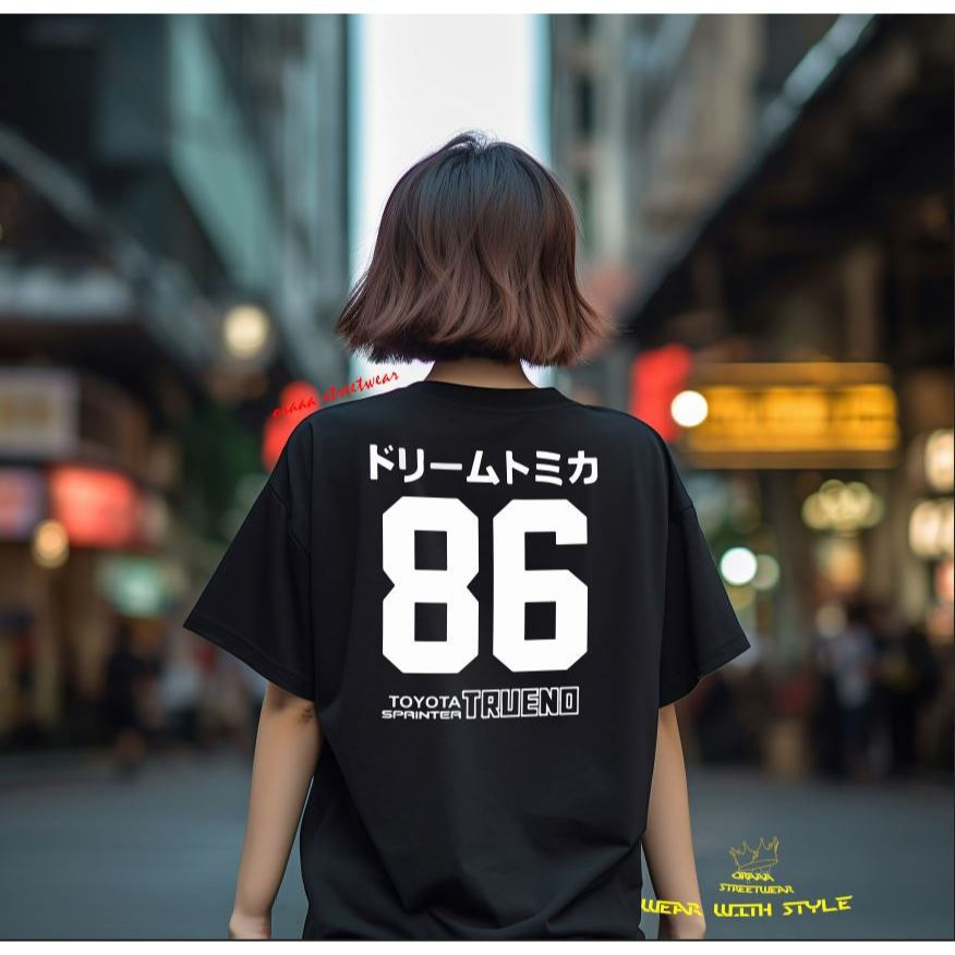 เสื้อยืดผ้าฝ้ายแบบ_unisex_ดีไซน์_anime_AE86_Fujiwara_สำหรับทุกวันและแฟชั่น