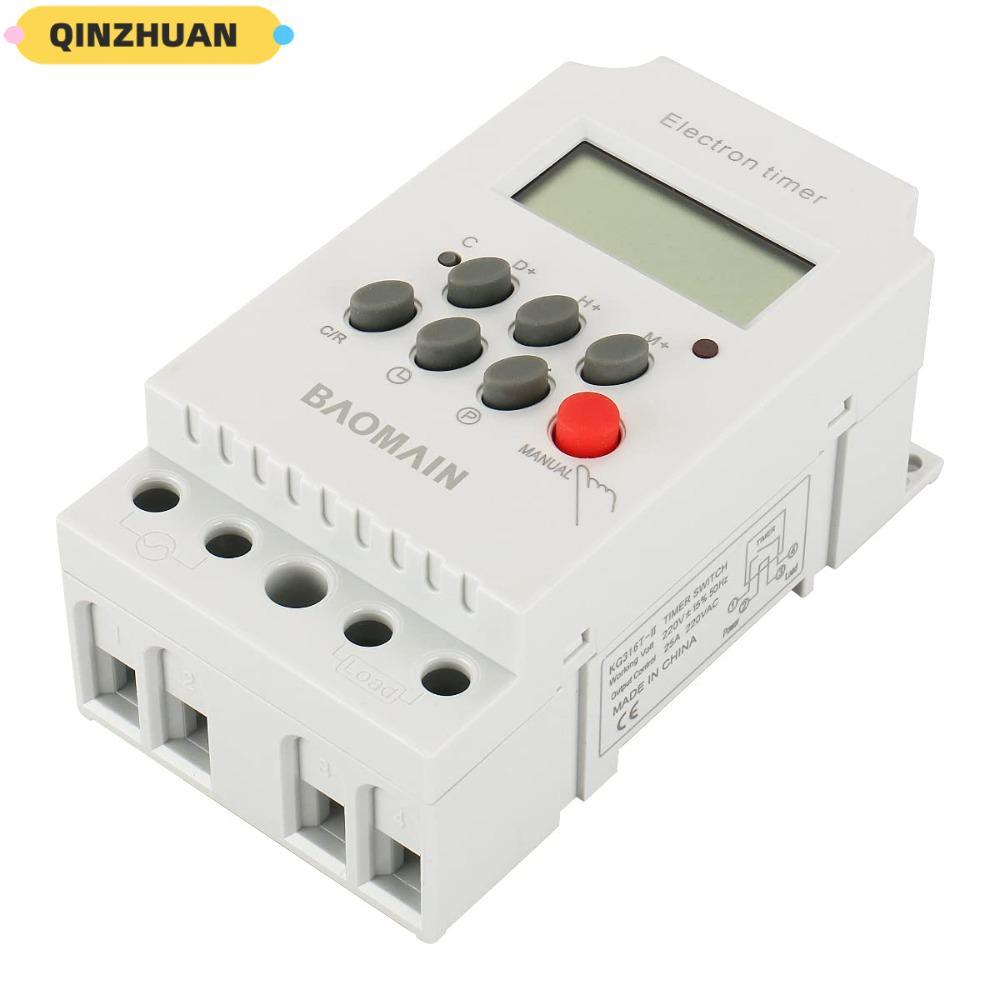 QINZHUAN Digital Timer, 12V 110V Timer Switch, ทนทาน 220V Display Relay 25A Time Control Timer ช่างไ