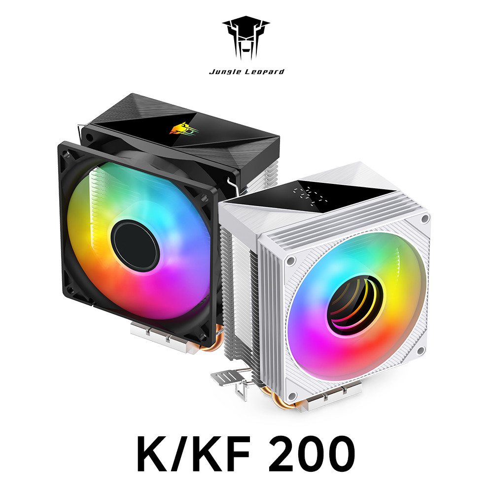Jungle Leopard KF200 จอแสดงผลดิจิตอล PC Case CPU Cooler สี LED ท่อ 2 ท่อความร้อนสําหรับ Intel AMD