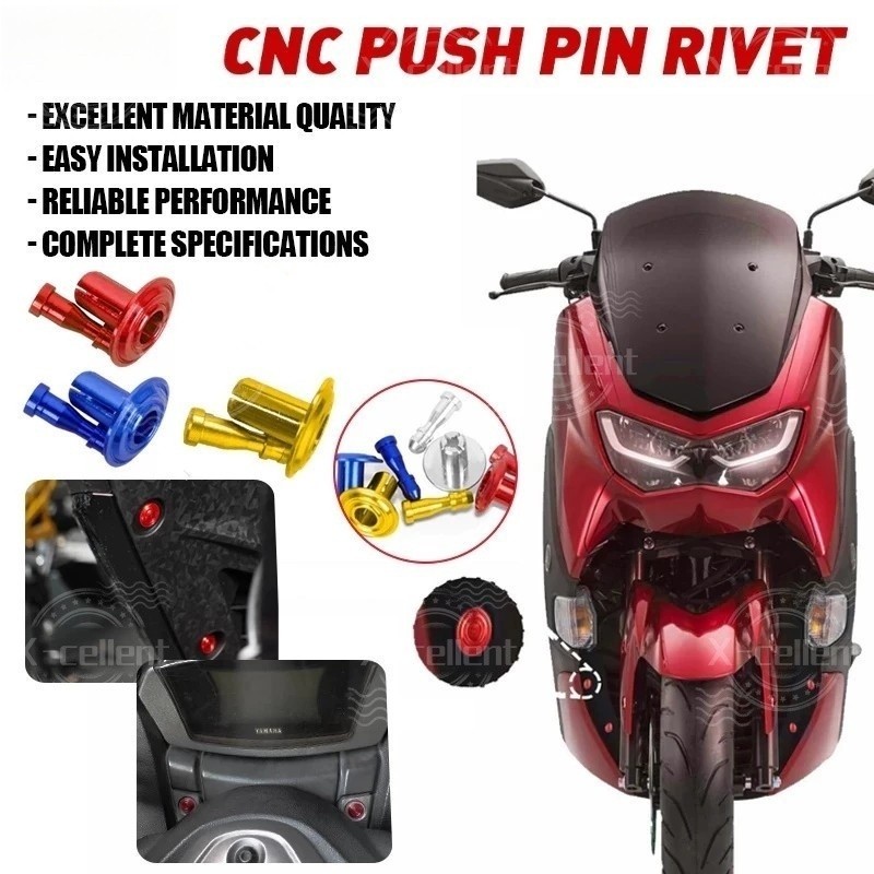 6pcs สลักล็อคแบบแม่นยำ CNC อลูมิเนียมแบบกดหมุดย้ำคลิปยึดตัวถัง สำหรับรถจักรยานยนต์สากล