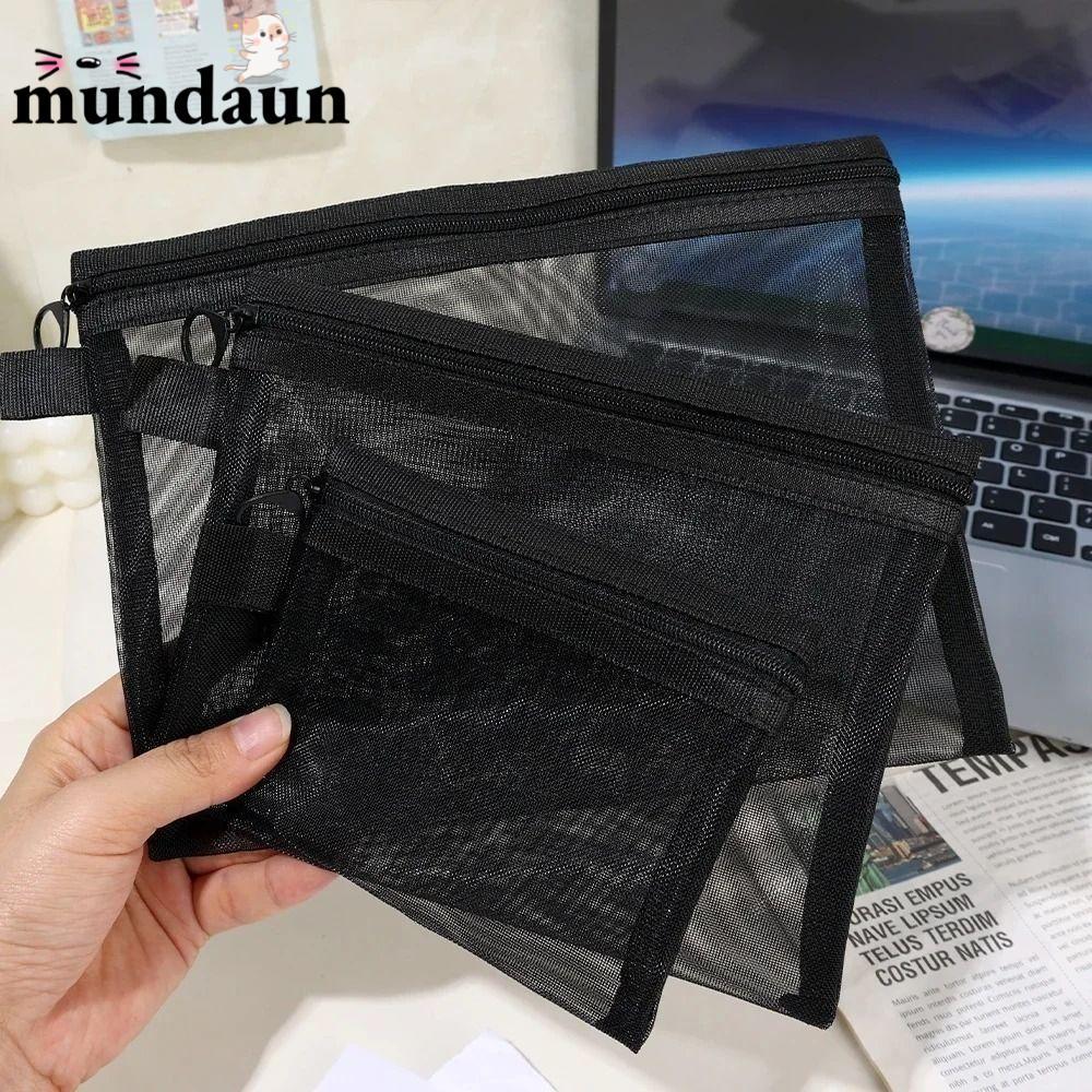 MUNDAUN กระเป๋าเครื่องสําอาง, พร้อมตาข่ายซิปแต่งหน้า, Travel Organizer สีดํากระเป๋าเก็บโปร่งใสผู้หญิง