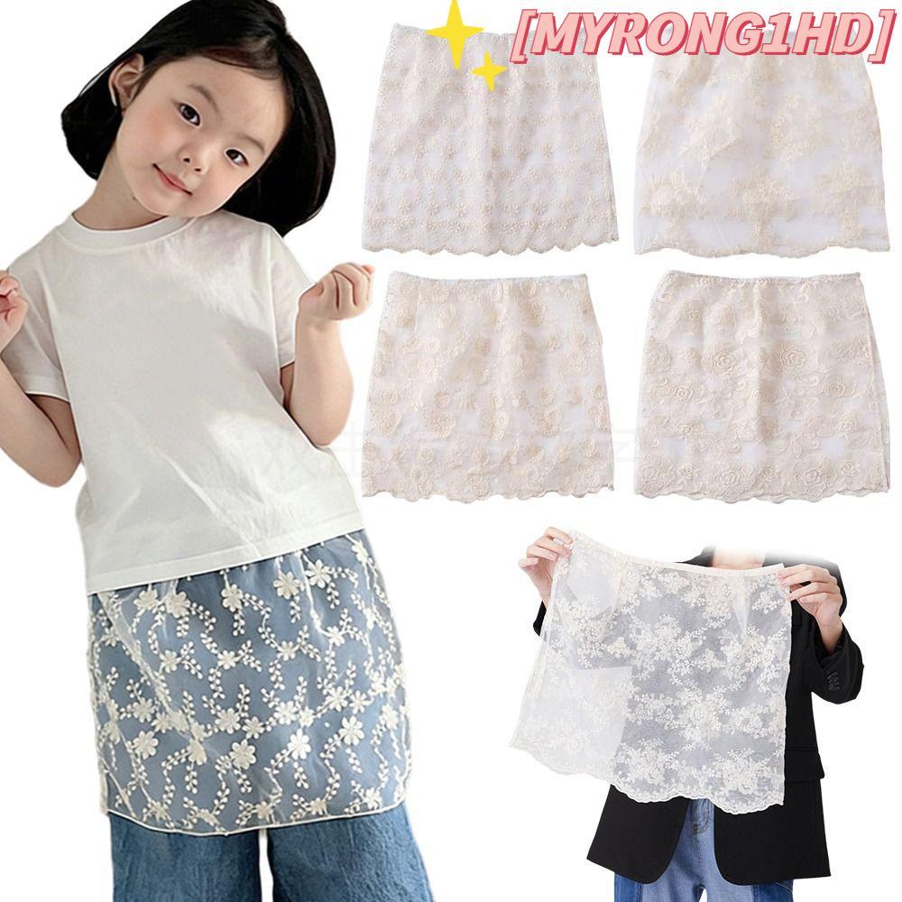MYRONG1HD Hollow Out กระโปรง, Casual Harajuku ลูกไม้มินิกระโปรง,แฟชั่น Y2K Streetwear ปักดอกไม้ Laye