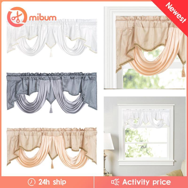 [Mibum] การรักษาหน้าต่างพร้อมพู่ตกแต่งระบายอากาศ Blackout Valance Rod Pocket Valance สําหรับประตูห้อ