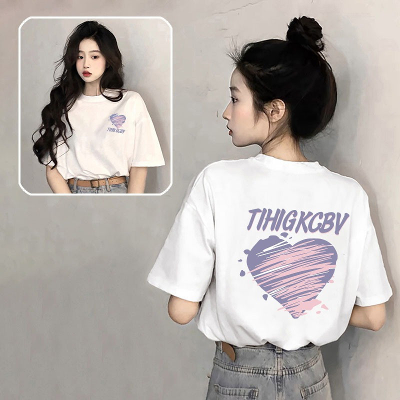 COD สีขาวขนาดใหญ่แขนสั้นเสื้อยืดผู้หญิงฤดูร้อนหลวมผ้าฝ้าย Casual Slimmer ดู ins สไตล์ All-Match ราคา ถูกที่สุด ดีลบีเคเค แกลเลอรีภาพที่ 2