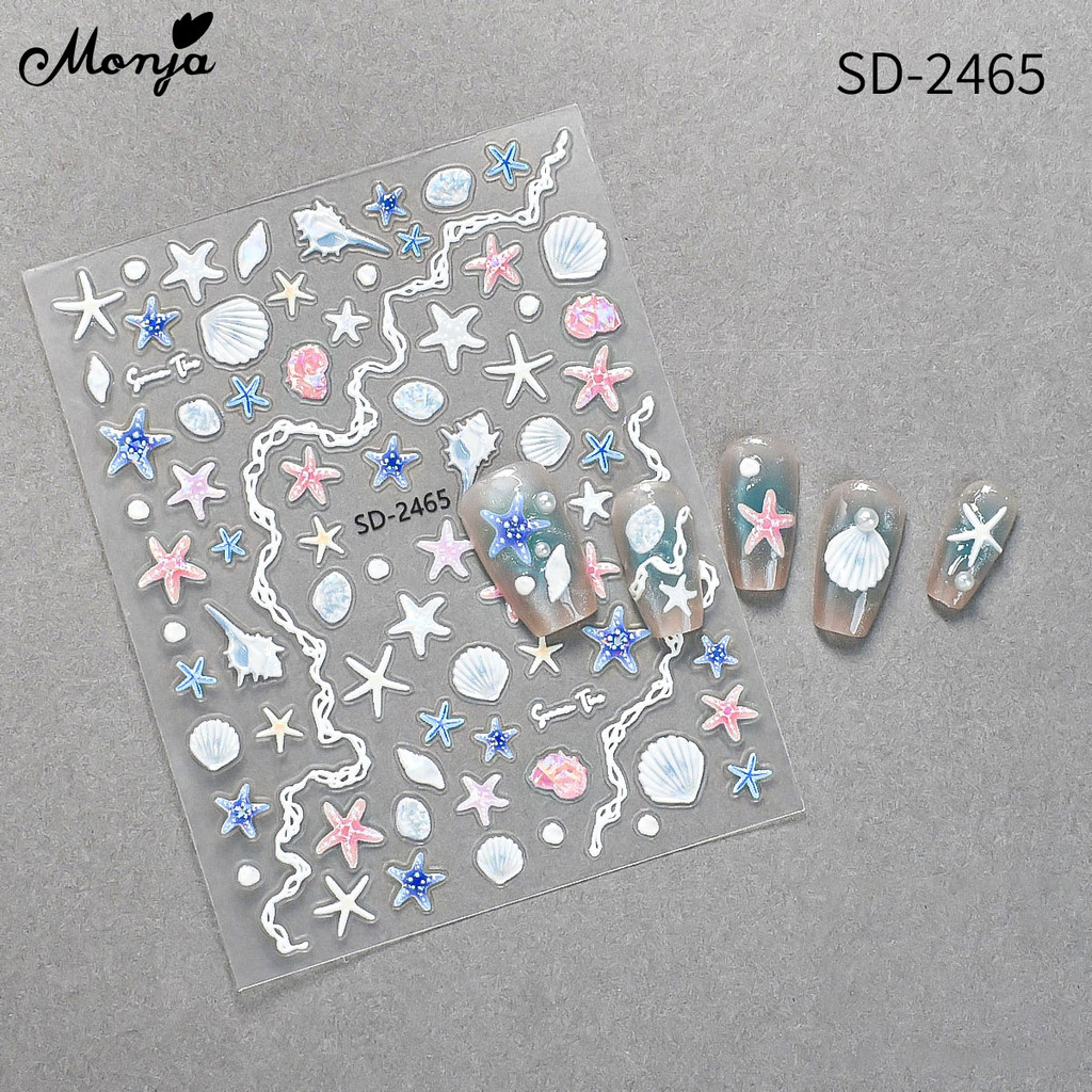 Monja สติกเกอร์เล็บ 5D เปลือกปลาดาวนูน Decals บรรเทา Holographic กาวแกะสลัก Sliders เล็บตกแต่งออกแบบ ราคา ถูกที่สุด ดีลบีเคเค แกลเลอรีภาพที่ 8