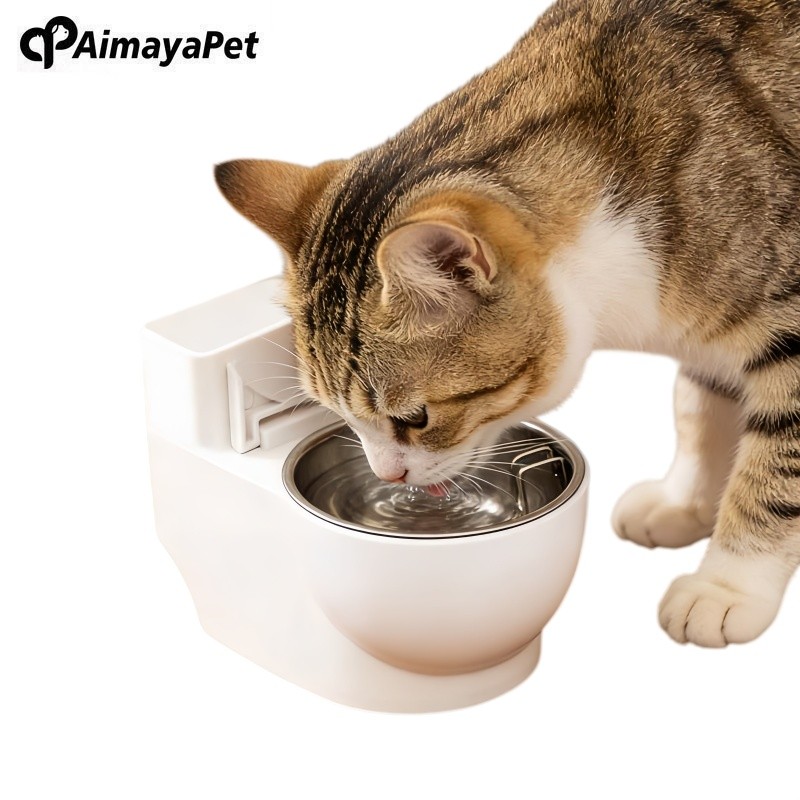 AimayaPet ตู้ให้น้ําสัตว์เลี้ยงรูปห้องน้ําพร้อมฝาปิดชามดื่มแมวติดผนังตลก-10109 ซม.