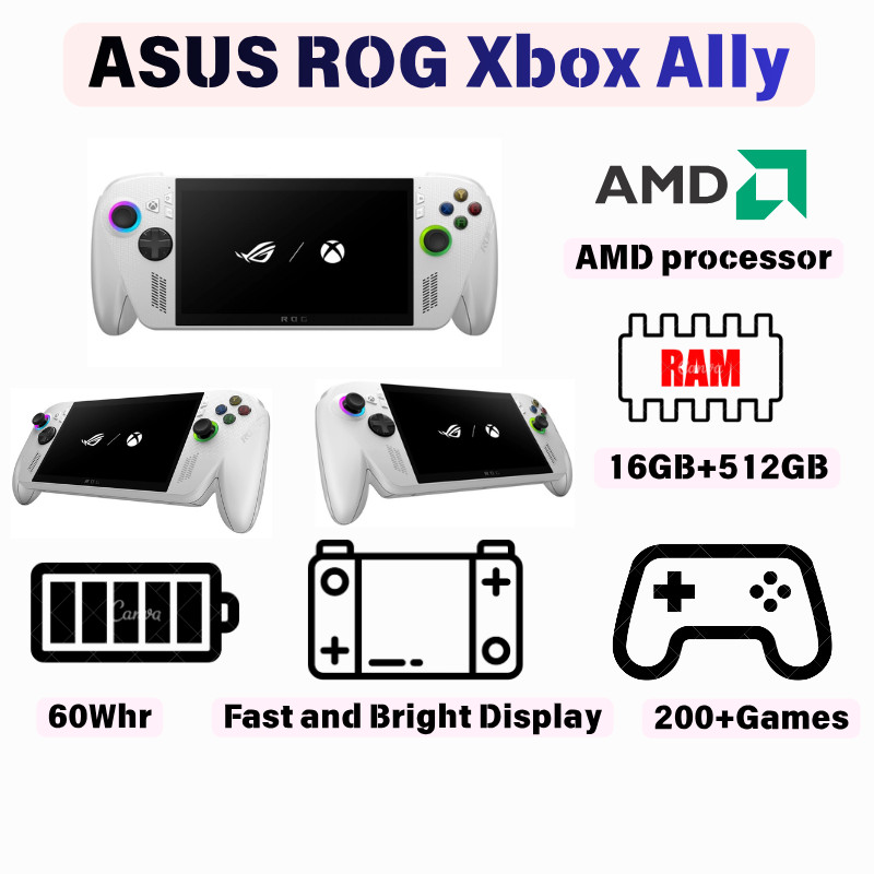 ASUS ROG Xbox Ally – 7 1080p 120Hz Touchscreen Gaming Handheld, 3 เดือน Xbox Game Pass รวมระดับพรีเม
