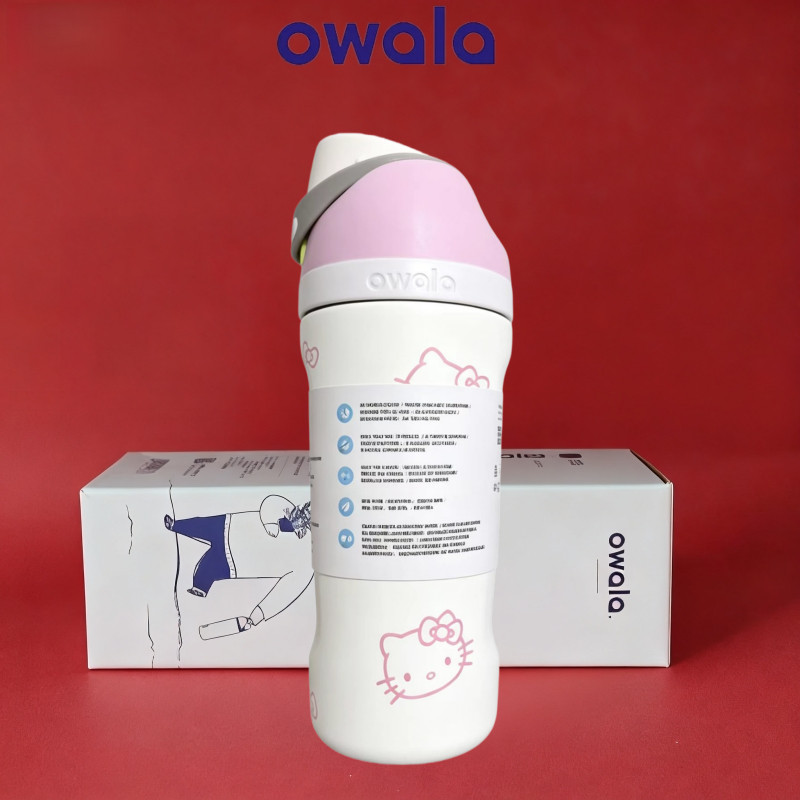 Owala FreeSip x Hello Kitty Limited Edition ขวดน้ําหุ้มฉนวนสแตนเลส 16 ออนซ์ – สูญญากาศติดผนังคู่, ถ้วยเดินทางป้องกันการรั่ว, ของขวัญที่สมบูรณ์แบบสําหรับผู้หญิงและสาวๆ