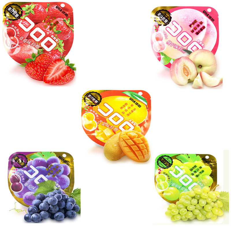 UHA UHA UHA Cool Dew Grape Marshmallow Gummy Candy Pop Pulp ลูกอมรสผลไม้ Gummy QQ Candy LS4626 @