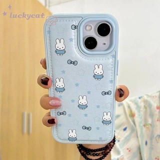 น่ารักสีฟ้าโบว์กระต่ายเคสโทรศัพท์สําหรับiPhone 17 16 15 14 13 12 11 Pro Max X Xr Xs Max 7 8 Plus SE2020