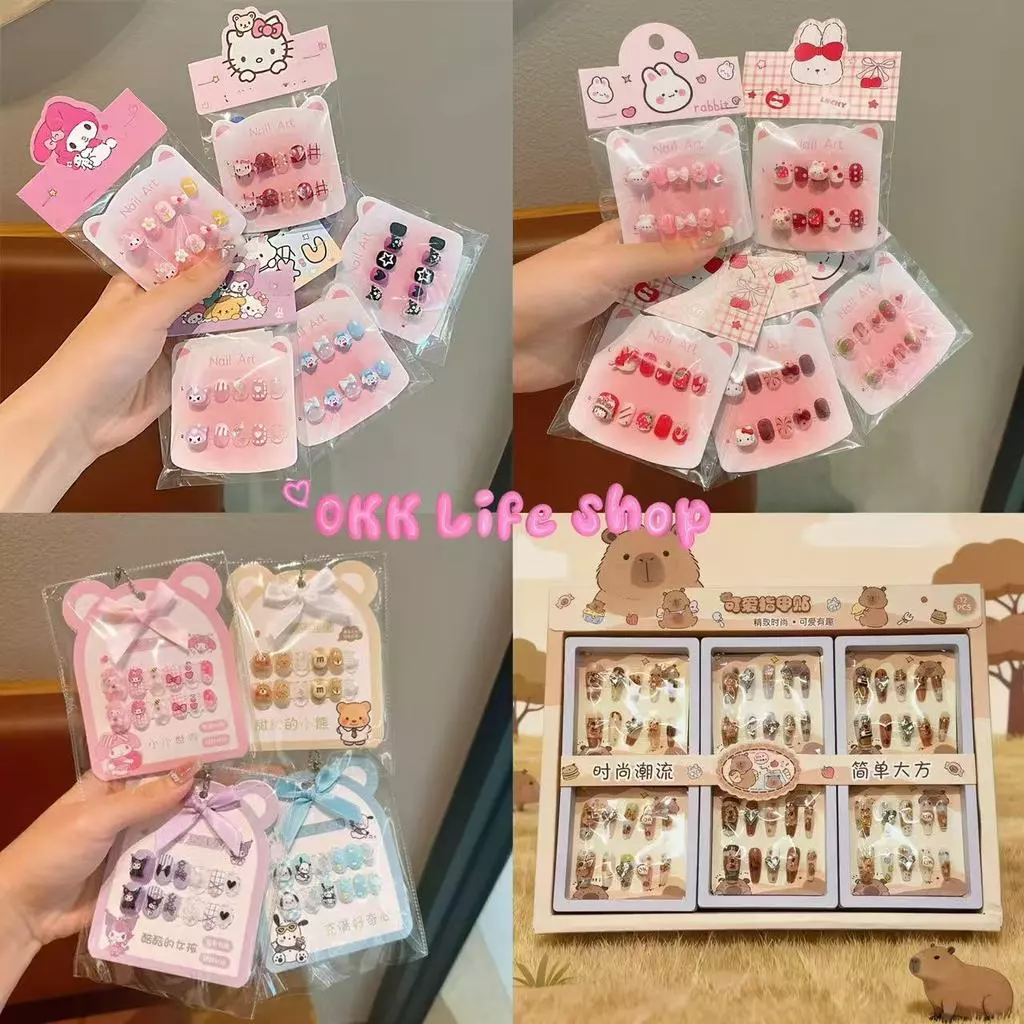 OKK Life Stop(A1745)*พร้อมส่งในไทย*ชุดเล็บปลอมเด็กลายการ์ตูนน่ารัก มีกาวให้ในตัว