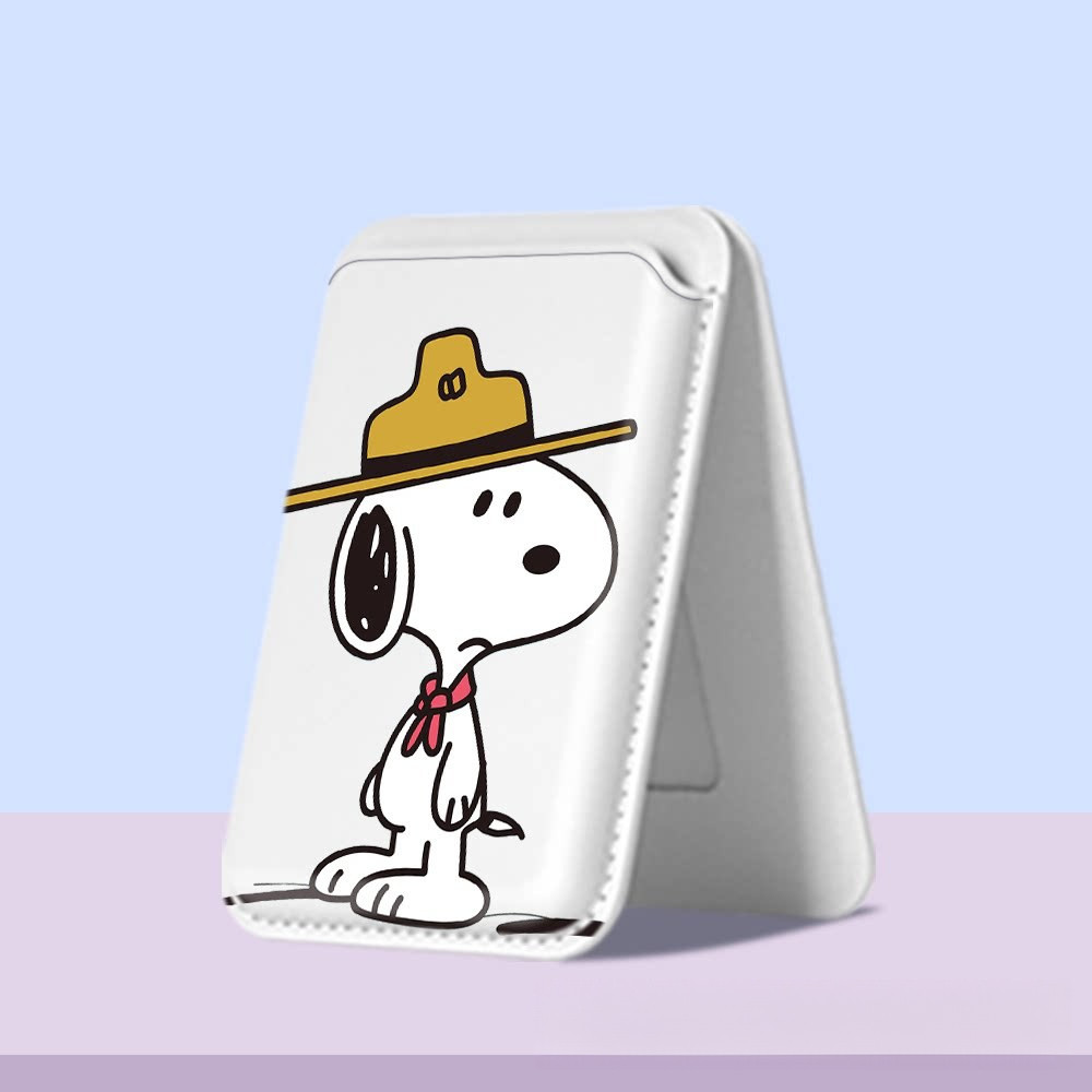 การ์ตูนการ์ตูน Snoopy Magnetic Magsafe โทรศัพท์มือถือด้านหลังสติกเกอร์ผู้ถือ PU Card Holder เหมาะสําหรับ iPhone17pro ราคาถูก Shopee Lazada