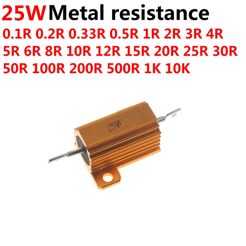5PCS RX24 25W 0.1R 0.2R 0.5R 1R 2R 3R 4R 5R 6R 8R 10R 12R 20R 25R 30 Rohm อลูมิเนียมโลหะกรณี Wirewou