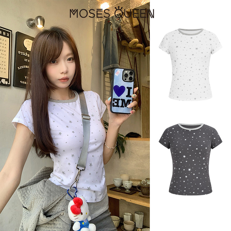 MOSESQUEEN เสื้อสูทแขนสั้นลายดาว คอตว่า แบบแฟชั่น สีหลายเฉด นุ่มสบาย ระบายอากาศได้ดี เหมาะกับทุกโอกาสในชีวิตประจำวัน #63598