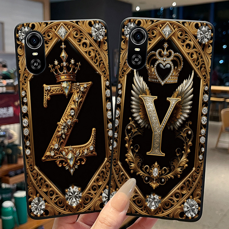 เคสโทรศัพท์สําหรับ ZTE Blade A31 Plus/Optus X Sight 2 ซิลิโคนนุ่มสีดําปกหลังตัวอักษรเริ่มต้นรูปแบบแฟ